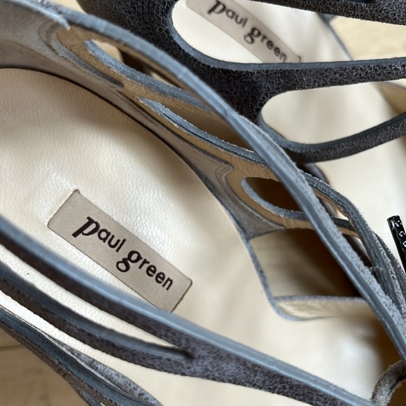 Paul Green Justine Leather Metallic Heels Ankle Lace - Picture 9 of 14